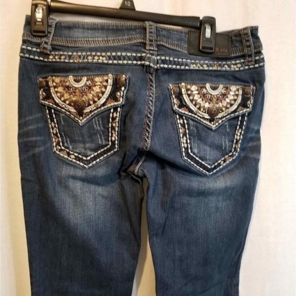 Grace in La rising sun jeweled Western bootcut embellished bling jeans size 29